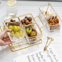 Glass bowl  4pcs set with metal stand